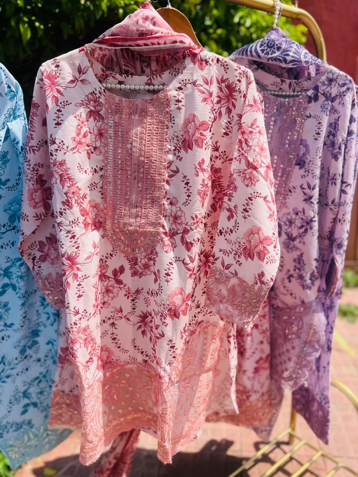 Digital Printed Farshi Shalwar & Short Shirt 3-Piece – Available in 6 Colors