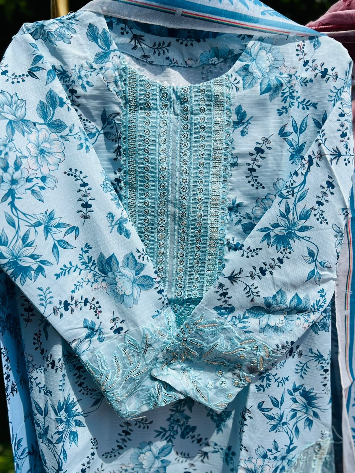 Digital Printed Farshi Shalwar & Short Shirt 3-Piece – Available in 6 Colors Image 4