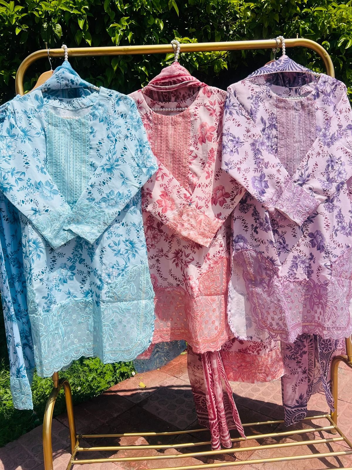 Digital Printed Farshi Shalwar & Short Shirt 3-Piece – Available in 6 Colors Image 3