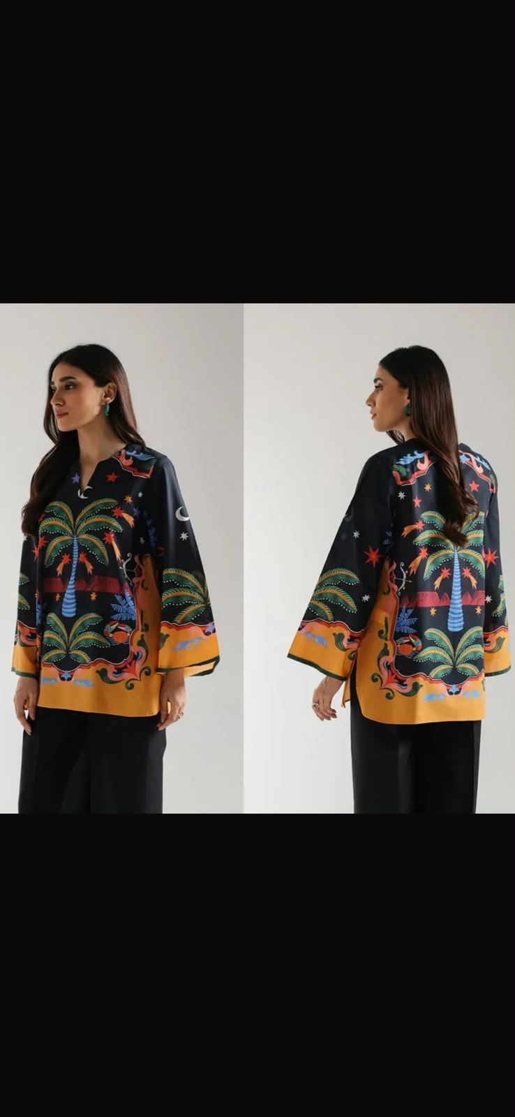 Digital Printed Kurti for Women | Doria Lawn Ethnic Kurti | 2 Piece Pakistani Dress Image 2